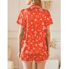 imageEkouaer Womens Pajamas Set Silk Shirt and Shorts Button Down Pj Sets Two Piece Satin Lounge Sets with PocketsRed Christmas Trees