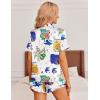imageEkouaer Womens Silk Pajamas Button Down 2 Piece Satin Pjs Shorts Set Ruffle Lingerie Notch Collar SleepwearPattern1queen Picasso White