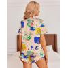 imageEkouaer Womens Silk Pajamas Button Down 2 Piece Satin Pjs Shorts Set Ruffle Lingerie Notch Collar SleepwearPattern2queen Picasso Khaki