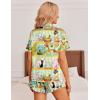 imageEkouaer Womens Silk Pajamas Button Down 2 Piece Satin Pjs Shorts Set Ruffle Lingerie Notch Collar SleepwearPattern4animal Flower Art