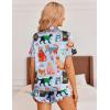 imageEkouaer Womens Silk Pajamas Button Down 2 Piece Satin Pjs Shorts Set Ruffle Lingerie Notch Collar SleepwearPattern5cat Collection