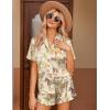 imageEkouaer Womens Silk Pajamas Button Down 2 Piece Satin Pjs Shorts Set Ruffle Lingerie Notch Collar SleepwearPattern6zebra Collection