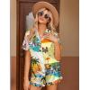 imageEkouaer Womens Silk Pajamas Button Down 2 Piece Satin Pjs Shorts Set Ruffle Lingerie Notch Collar SleepwearPattern7holiday Style