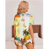 imageEkouaer Womens Silk Pajamas Button Down 2 Piece Satin Pjs Shorts Set Ruffle Lingerie Notch Collar SleepwearPattern7holiday Style