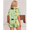 imageEkouaer Womens Silk Pajamas Button Down 2 Piece Satin Pjs Shorts Set Ruffle Lingerie Notch Collar SleepwearPattern8green Constellation
