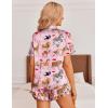 imageEkouaer Womens Silk Pajamas Button Down 2 Piece Satin Pjs Shorts Set Ruffle Lingerie Notch Collar SleepwearPattern9animal Art