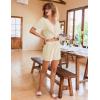 imageEkouaer Lounge Sets for Women 2 Piece Ribbed Knit Pajamas Short Sleeve Pj Tops and Shorts Sleepwear Casual Outfits SetBeige