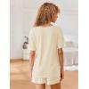 imageEkouaer Lounge Sets for Women 2 Piece Ribbed Knit Pajamas Short Sleeve Pj Tops and Shorts Sleepwear Casual Outfits SetBeige