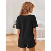 imageEkouaer Lounge Sets for Women 2 Piece Ribbed Knit Pajamas Short Sleeve Pj Tops and Shorts Sleepwear Casual Outfits SetBlack
