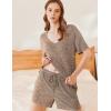 imageEkouaer Lounge Sets for Women 2 Piece Ribbed Knit Pajamas Short Sleeve Pj Tops and Shorts Sleepwear Casual Outfits SetBrown