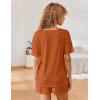 imageEkouaer Lounge Sets for Women 2 Piece Ribbed Knit Pajamas Short Sleeve Pj Tops and Shorts Sleepwear Casual Outfits SetCaramel