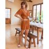 imageEkouaer Lounge Sets for Women 2 Piece Ribbed Knit Pajamas Short Sleeve Pj Tops and Shorts Sleepwear Casual Outfits SetCaramel