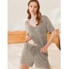 imageEkouaer Lounge Sets for Women 2 Piece Ribbed Knit Pajamas Short Sleeve Pj Tops and Shorts Sleepwear Casual Outfits SetKhaki