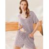imageEkouaer Lounge Sets for Women 2 Piece Ribbed Knit Pajamas Short Sleeve Pj Tops and Shorts Sleepwear Casual Outfits SetLilac