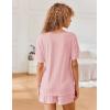 imageEkouaer Lounge Sets for Women 2 Piece Ribbed Knit Pajamas Short Sleeve Pj Tops and Shorts Sleepwear Casual Outfits SetPink