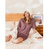 imageEkouaer Lounge Sets for Women 2 Piece Ribbed Knit Pajamas Short Sleeve Pj Tops and Shorts Sleepwear Casual Outfits SetWine Red