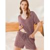imageEkouaer Lounge Sets for Women 2 Piece Ribbed Knit Pajamas Short Sleeve Pj Tops and Shorts Sleepwear Casual Outfits SetWine Red