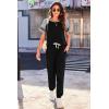 imageEkouaer Lounge Sets for Women Two Piece Pajama Set Short Sleeve Crewneck Jogger Outfits and Sweatpants TracksuitBlack