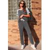 imageEkouaer Lounge Sets for Women Two Piece Pajama Set Short Sleeve Crewneck Jogger Outfits and Sweatpants TracksuitDark Grey