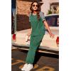 imageEkouaer Lounge Sets for Women Two Piece Pajama Set Short Sleeve Crewneck Jogger Outfits and Sweatpants TracksuitGreen