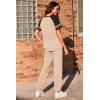 imageEkouaer Lounge Sets for Women Two Piece Pajama Set Short Sleeve Crewneck Jogger Outfits and Sweatpants TracksuitKhaki