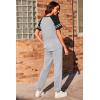 imageEkouaer Lounge Sets for Women Two Piece Pajama Set Short Sleeve Crewneck Jogger Outfits and Sweatpants TracksuitLight Grey 2