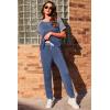 imageEkouaer Lounge Sets for Women Two Piece Pajama Set Short Sleeve Crewneck Jogger Outfits and Sweatpants TracksuitNavy Army