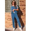 imageEkouaer Lounge Sets for Women Two Piece Pajama Set Short Sleeve Crewneck Jogger Outfits and Sweatpants TracksuitNavy Blue