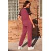 imageEkouaer Lounge Sets for Women Two Piece Pajama Set Short Sleeve Crewneck Jogger Outfits and Sweatpants TracksuitWine Red