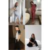 imageEkouaer Lounge Sets for Women Two Piece Pajama Set Short Sleeve Crewneck Jogger Outfits and Sweatpants TracksuitWine Red