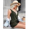 imageEkouaer Pajama Sets for Women 2 Piece Tank Top and Shorts Waffle Knit Lounge Set with Lace Vneck PJ LoungewearArmy Green