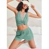imageEkouaer Pajama Sets for Women 2 Piece Tank Top and Shorts Waffle Knit Lounge Set with Lace Vneck PJ LoungewearLight Green
