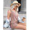 imageEkouaer Pajama Sets for Women 2 Piece Tank Top and Shorts Waffle Knit Lounge Set with Lace Vneck PJ LoungewearPink