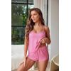 imageEkouaer Womens Cami Pajama Sets Soft Shorts Lingerie Set Camisole 2 Piece Cami Shorts Pj NightwearHot Pink