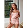 imageEkouaer Womens Cami Pajama Sets Soft Shorts Lingerie Set Camisole 2 Piece Cami Shorts Pj NightwearPink Floral
