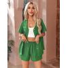 imageEkouaer Womens Hawaiian 2 Piece Outfit Short Sleeve Button Down Shirt and Shorts Tracksuit Lounge SetGreen