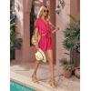 imageEkouaer Womens Hawaiian 2 Piece Outfit Short Sleeve Button Down Shirt and Shorts Tracksuit Lounge SetHot Pink