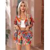 imageEkouaer Womens Hawaiian 2 Piece Outfit Short Sleeve Button Down Shirt and Shorts Tracksuit Lounge SetTropical Red