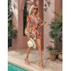 imageEkouaer Womens Hawaiian 2 Piece Outfit Short Sleeve Button Down Shirt and Shorts Tracksuit Lounge SetTropical Red