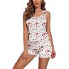 imageEkouaer Womens Pajama Sets Sleeveless Tank Top and Shorts Pj Set Lace Hem Sleepwear SXXXLBeige Heart