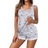 imageEkouaer Womens Pajama Sets Sleeveless Tank Top and Shorts Pj Set Lace Hem Sleepwear SXXXLCoffee Cup