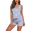 imageEkouaer Womens Pajama Sets Sleeveless Tank Top and Shorts Pj Set Lace Hem Sleepwear SXXXLFloral Blue