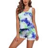 imageEkouaer Womens Pajama Sets Sleeveless Tank Top and Shorts Pj Set Lace Hem Sleepwear SXXXLGreen Tie Dye