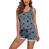 imageEkouaer Womens Pajama Sets Sleeveless Tank Top and Shorts Pj Set Lace Hem Sleepwear SXXXLGrey Black Star