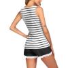 imageEkouaer Womens Pajama Sets Sleeveless Tank Top and Shorts Pj Set Lace Hem Sleepwear SXXXLWhite Black Stripe