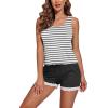 imageEkouaer Womens Pajama Sets Sleeveless Tank Top and Shorts Pj Set Lace Hem Sleepwear SXXXLWhite Black Stripe