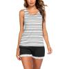 imageEkouaer Womens Pajama Sets Sleeveless Tank Top and Shorts Pj Set Lace Hem Sleepwear SXXXLWhite Black Stripe