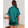 imageEkouaer Womens Satin Pajamas Set Button Down Silk 2 Piece Pj Sets Ruffle Short Sleeve SleepwearBlue Green