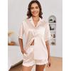 imageEkouaer Womens Satin Pajamas Set Button Down Silk 2 Piece Pj Sets Ruffle Short Sleeve SleepwearChampagne