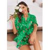 imageEkouaer Womens Satin Pajamas Set Button Down Silk 2 Piece Pj Sets Ruffle Short Sleeve SleepwearChristmas Green